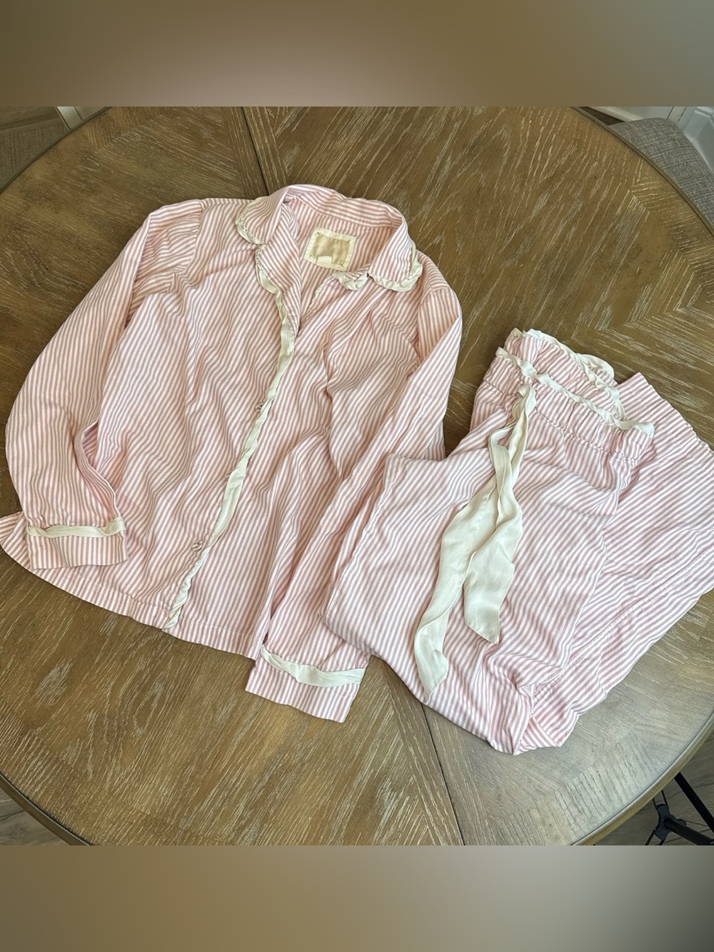 Vintage Victorias Secret Pajama Set pants and long sleeve button pink and white